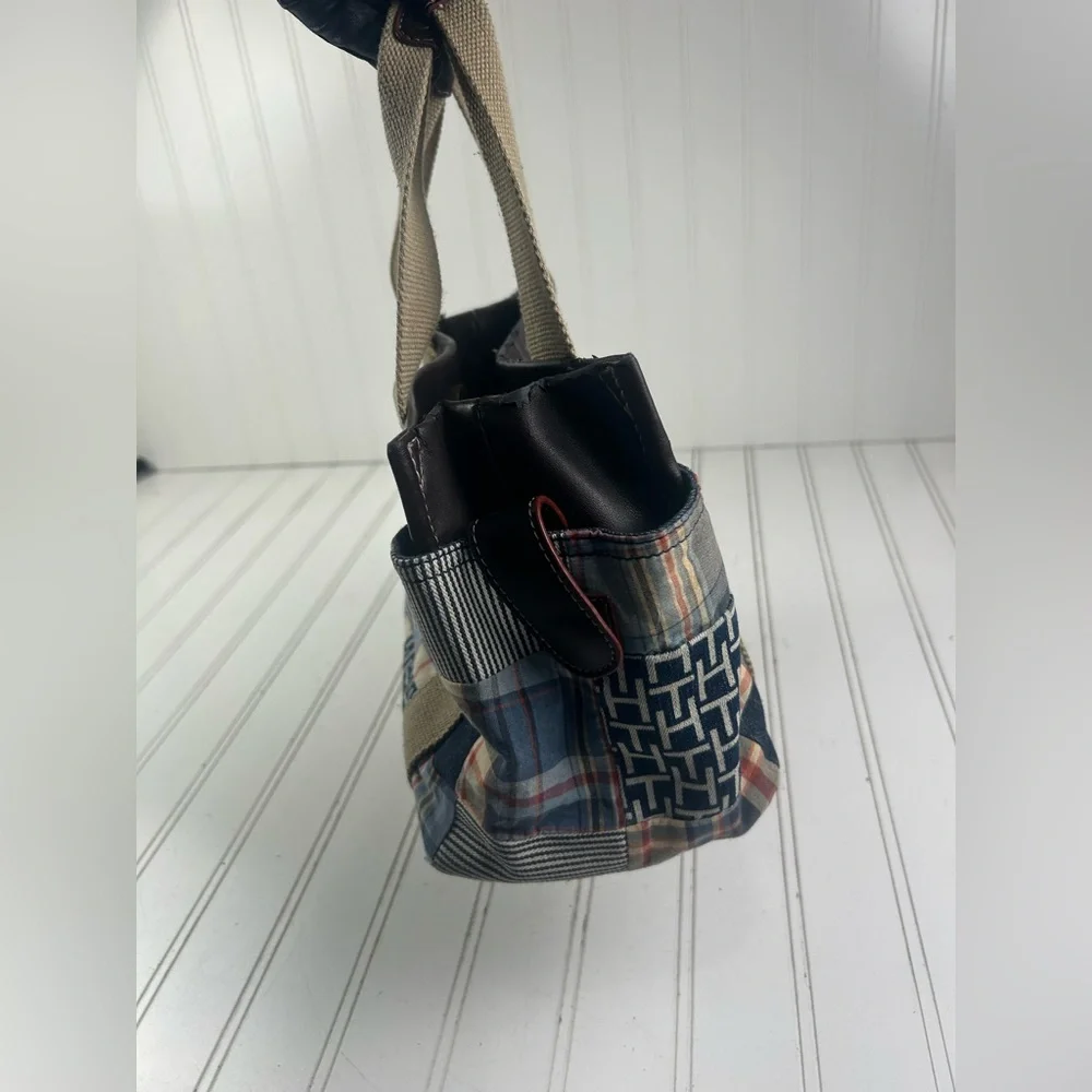 Tommy Hilfiger Vintage Y2K American Patchwork Classic Madras Plaid Denim Handbag - Picture 11 of 15